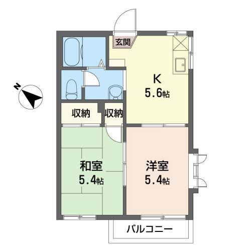 アバンティ南光台南A(2K/2階)の間取り写真