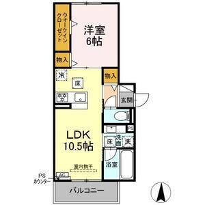 RAUM Y(1LDK/1階)の間取り写真