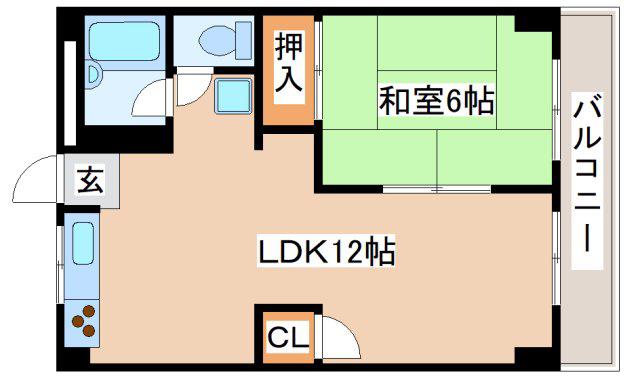 高取台ハイツ(1LDK/4階)の間取り写真