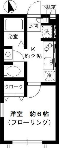 都営大江戸線 練馬駅 徒歩6分 2階建 築23年(1K/1階)の間取り写真