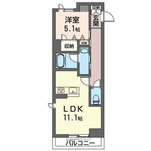 フォンターナ鈴谷(1LDK/2階)の間取り写真