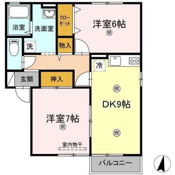 リバーパークB(2DK/2階)の間取り写真
