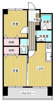 グラード西川津(2LDK/3階)の間取り写真