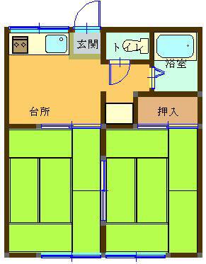 レピュート米丸(2K/1階)の間取り写真
