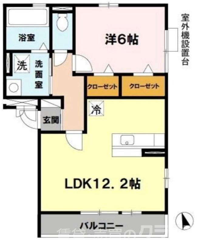 リヴィエール諏訪森(1LDK/2階)の間取り写真