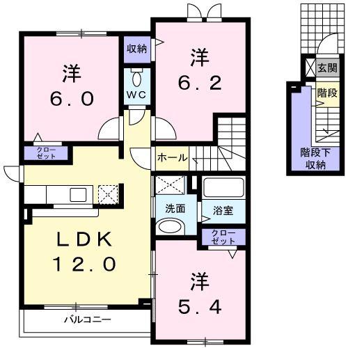 BELLE ROSE II(3LDK/2階)の間取り写真