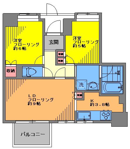 クオス戸越(2LDK/8階)の間取り写真