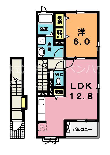 ミニョン・壱番館(1LDK/2階)の間取り写真