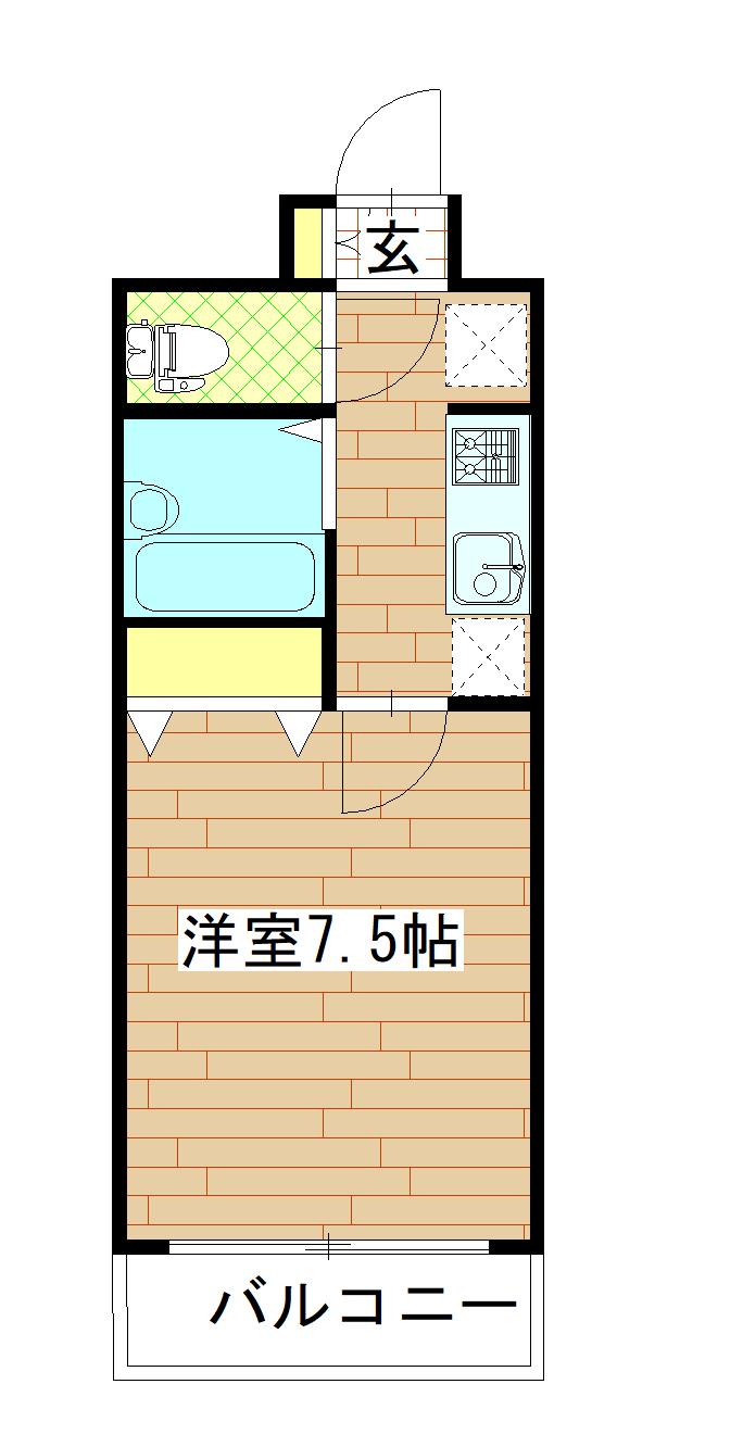 晩翠ウィングビル(1K/4階)の間取り写真