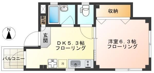 ハイツK(1DK/3階)の間取り写真