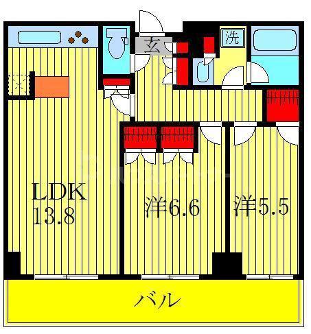 パークアクシス柏の葉(2LDK/13階)の間取り写真