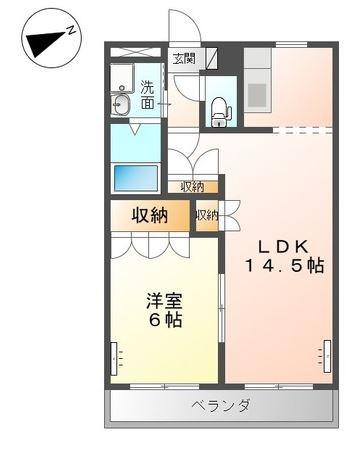 ルミナス玉島(1LDK/2階)の間取り写真