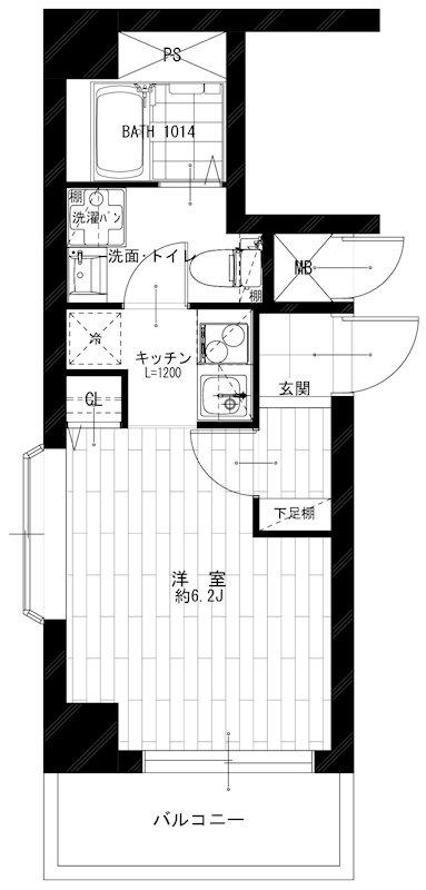 スカイノブレ川崎柳町(ワンルーム/4階)の間取り写真