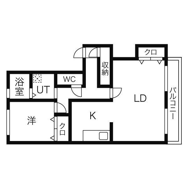 由池マンション(1LDK/4階)の間取り写真