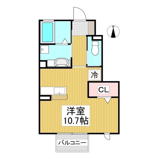 プリマージュ C棟(ワンルーム/1階)の間取り写真
