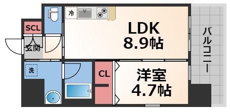 プレジオ布施ASIAN(1LDK/12階)の間取り写真