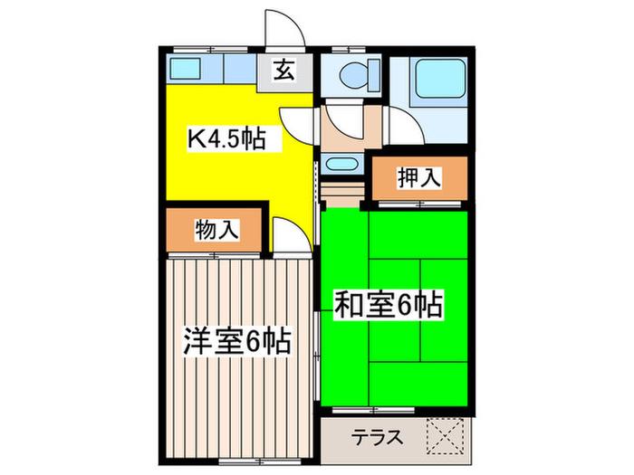アンコールハイツ(2K/1階)の間取り写真