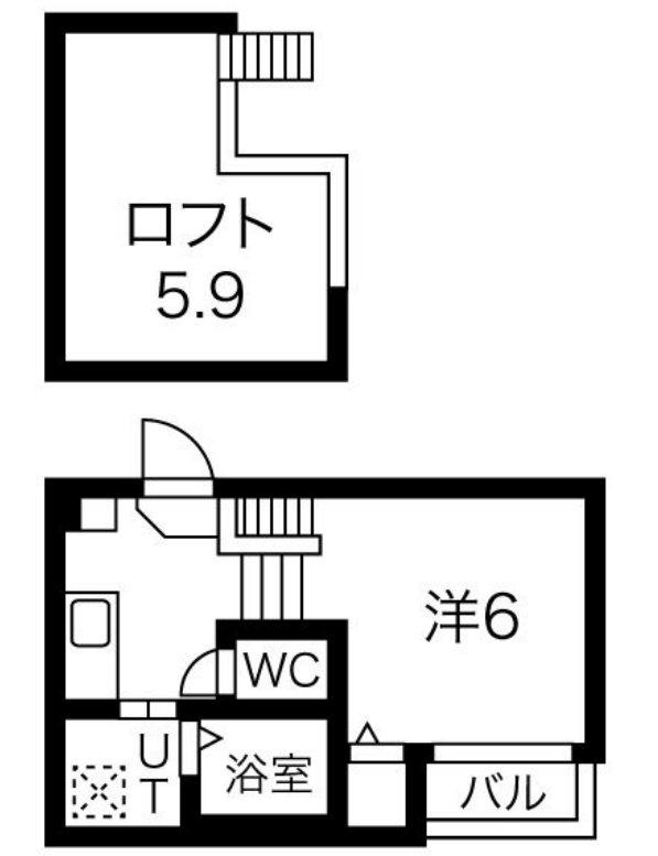 ソアレ大曽根(1K/2階)の間取り写真