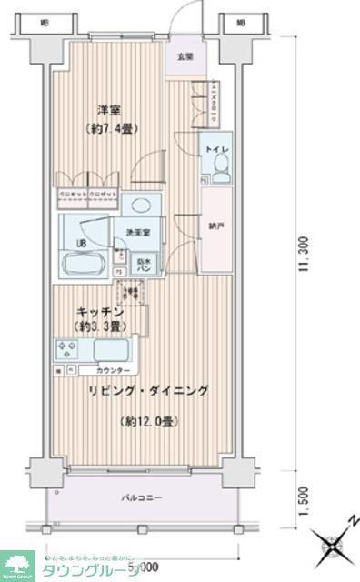 エスティメゾン豊洲レジデンス E棟(1LDK/6階)の間取り写真