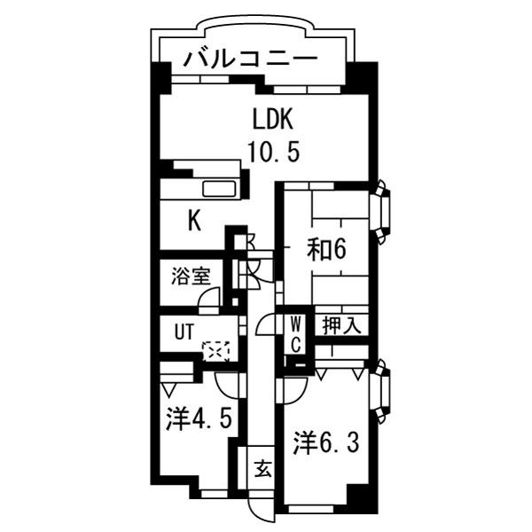 ザ・ミレニアムレジデンス(3LDK/3階)の間取り写真