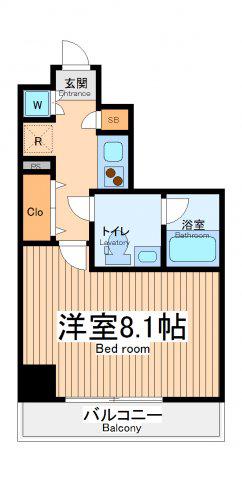 スパシエフェリーチェ川崎(1K/5階)の間取り写真