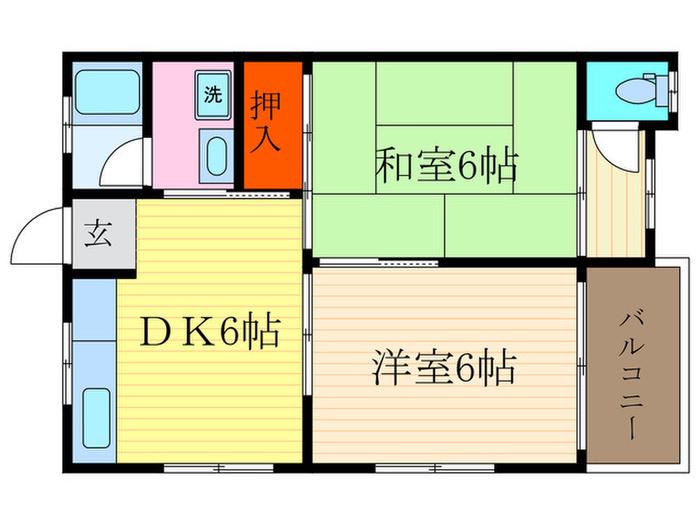木村ハイツ(2DK/2階)の間取り写真