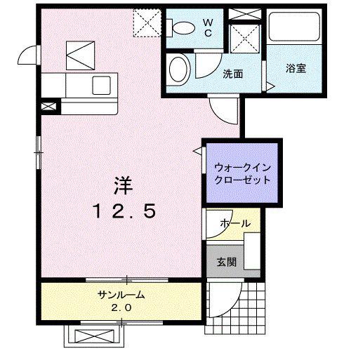 コーポサンパ-ル(ワンルーム/1階)の間取り写真
