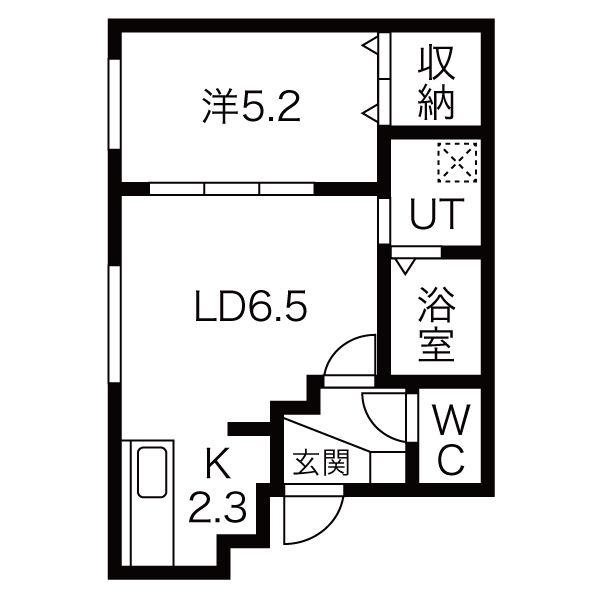 アルーアKOTONI(1LDK/2階)の間取り写真
