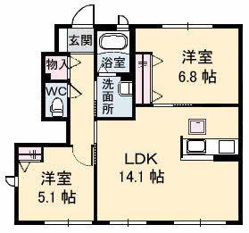 サンライズ(2LDK/1階)の間取り写真
