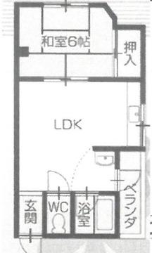 城心ビル(1LDK/3階)の間取り写真