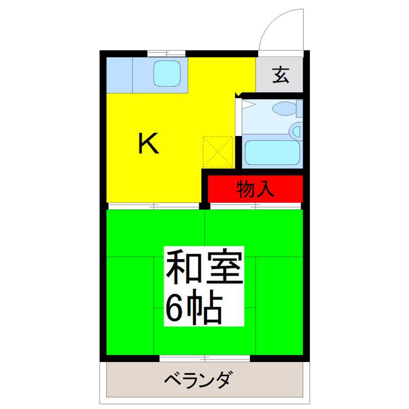 ディアシティ鵠戸(1K/1階)の間取り写真