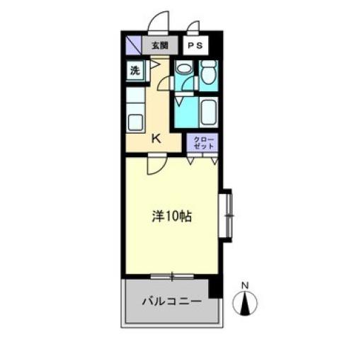 CITY SPIRE東石井(1K/5階)の間取り写真