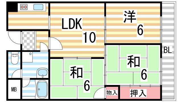 ハピネス48(3LDK/3階)の間取り写真