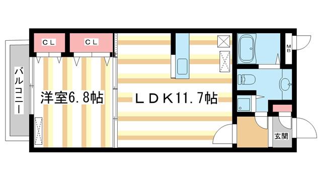 カワサキグランデージ(1LDK/2階)の間取り写真