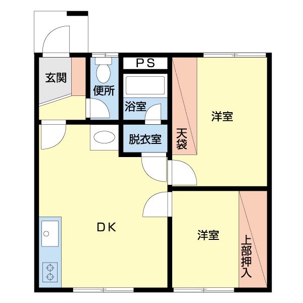 ハイツサンエバー(2DK/1階)の間取り写真