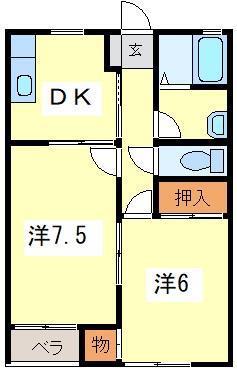 シャルマンシャトーA(2DK/2階)の間取り写真
