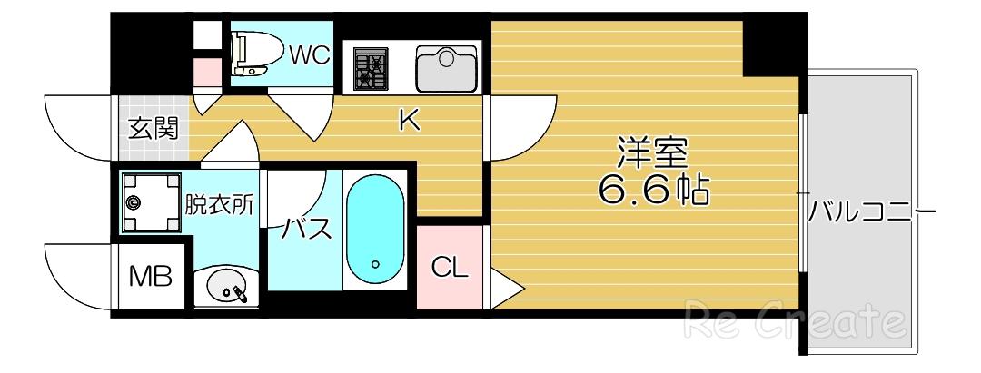 天王寺ルート25(1K/6階)の間取り写真