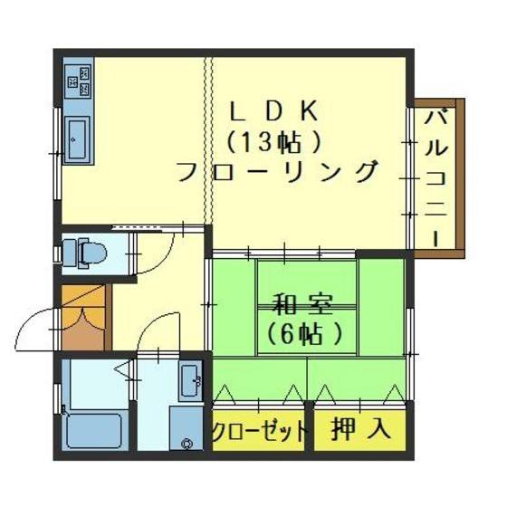 サントピアニュー金代(1LDK/2階)の間取り写真