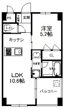 ピュアライン医大東(1LDK/5階)の間取り写真