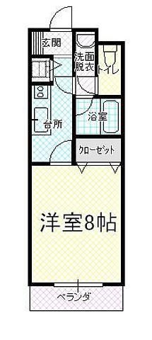 ケイムII(1K/1階)の間取り写真