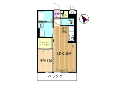 大野ハイツ壱番館(1LDK/3階)の間取り写真