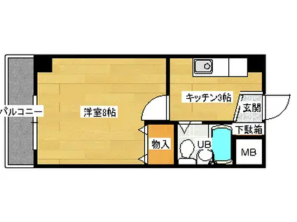 ワッソンビル比治山(1K/6階)の間取り写真