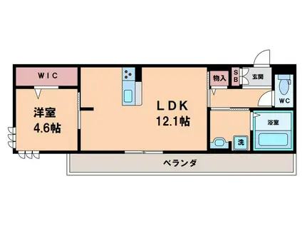 SINFARIA YUZATO B棟(1LDK/1階)の間取り写真