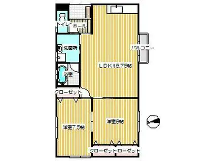 胡蝶アパート常盤台(2LDK/1階)の間取り写真