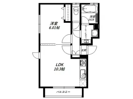 エコロジースクエア笹塚(1LDK/1階)の間取り写真