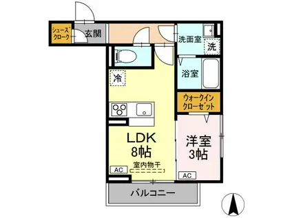 ディースクエア子安町(1LDK/3階)の間取り写真