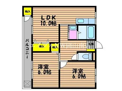 ラ・ルーチェ芳泉(2LDK/2階)の間取り写真