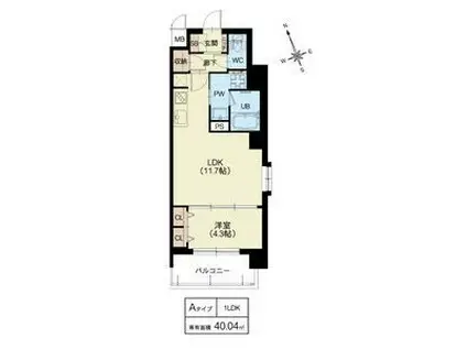 LA GRACE FUKUSHIMAII(1LDK/2階)の間取り写真