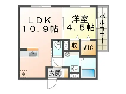 ラ コンフィアンス明石(1LDK/1階)の間取り写真