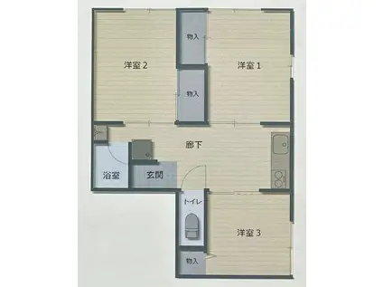 シティハイムヤマトコーポ(3DK/2階)の間取り写真